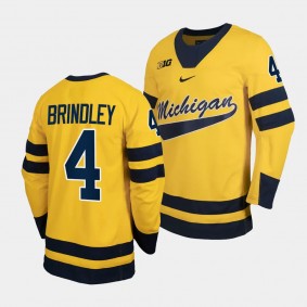 Gavin Brindley Michigan Wolverines Classic Hockey Maize Replica Jersey 4