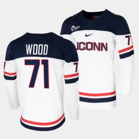 Matthew Wood UConn Huskies College Hockey White Replica Jersey 71