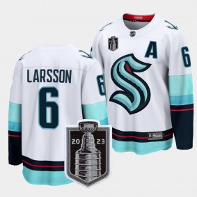 Seattle Kraken Adam Larsson 2023 Stanley Cup Playoffs White Away Jersey Men's