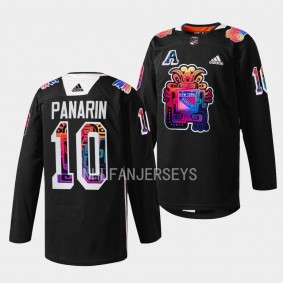 Artemi Panarin #10 New York Rangers 2022 Hispanic Heritage Night Warmups Black Jersey