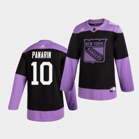 Artemi Panarin #10 Rangers Hockey Fights Cancer Practice Black Jersey