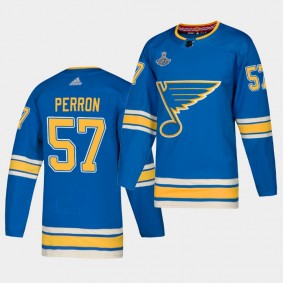 David Perron #57 Blues 2019 Stanley Cup Champions Alternate Authentic Men's Jersey