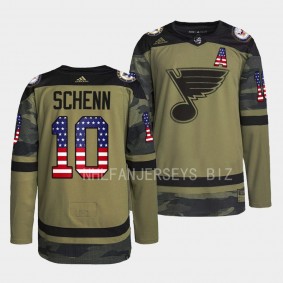 Veterans Day Brayden Schenn St. Louis Blues Camo #10 Warmup Jersey 2022