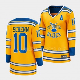 St. Louis Blues 2022 Special Edition 2.0 Brayden Schenn #10 Women Yellow Jersey Breakaway