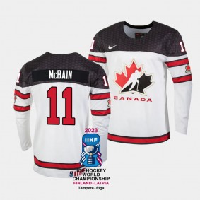 Jack McBain Canada Hockey 2023 IIHF World Championship #11 White Jersey Home