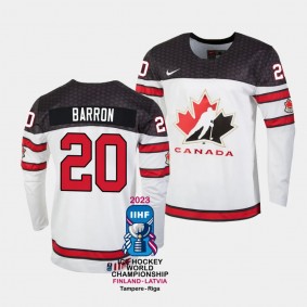 Justin Barron Canada Hockey 2023 IIHF World Championship #20 White Jersey Home