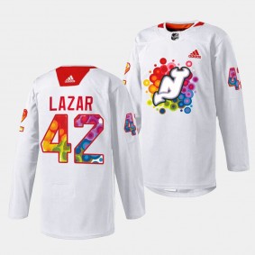 2023 Pride Night Curtis Lazar New Jersey Devils White #42 Special Jersey