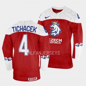 Czech Republic #4 Jiri Tichacek 2023 IIHF World Junior Championship Jersey Red