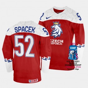 Michael Spacek 2023 IIHF World Championship Czechia #52 Red Away Jersey Men