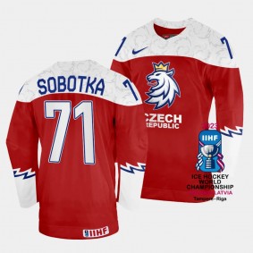 Vladimir Sobotka 2023 IIHF World Championship Czechia #71 Red Away Jersey Men