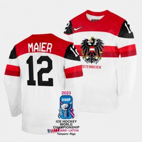 Australia 2023 IIHF World Championship David Maier #12 White Jersey Home