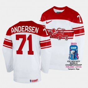 Lucas Andersen Denmark Hcokey 2023 IIHF World Championship Home Jersey White