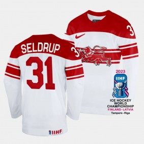 Mathias Seldrup Denmark Hcokey 2023 IIHF World Championship Home Jersey White