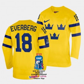 Sweden 2023 IIHF World Championship Dennis Everberg #18 Yellow Jersey Home