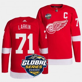 Detroit Red Wings 2023 NHL Global Series Sweden Dylan Larkin #71 Red Authentic Jersey Men's