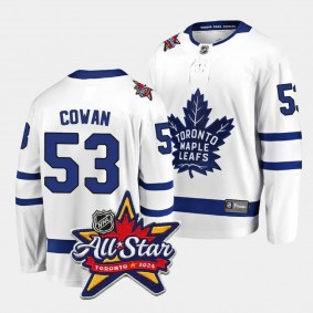 Toronto Maple Leafs Easton Cowan 2024 NHL All-Star Patch White Away Breakaway Player Jersey Men's