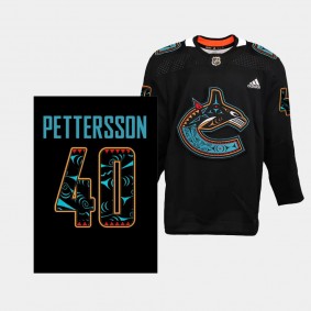 Vancouver Canucks First Nations 2023 Elias Pettersson #40 Black Jersey Special Edition