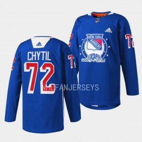 Filip Chytil #72 New York Rangers 2022 Garden of Dreams Warmups Blue Jersey