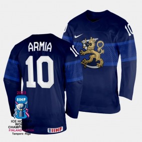 Finland #10 Joel Armia 2023 IIHF World Championship Away Jersey Navy