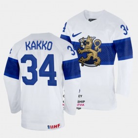 Kaapo Kakko 2023 IIHF World Championship Finland #34 White Home Jersey Men