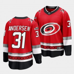 Carolina Hurricanes #31 Frederik Andersen 25th Anniversary Red Premier Jersey