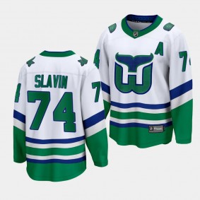 Carolina Hurricanes Jaccob Slavin Whalers White Premier Breakaway Jersey Men's