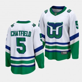 Carolina Hurricanes Jalen Chatfield Whalers White Premier Breakaway Jersey Men's