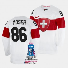 Switzerland 2023 IIHF World Championship Janis J.J. Moser #86 White Jersey Home