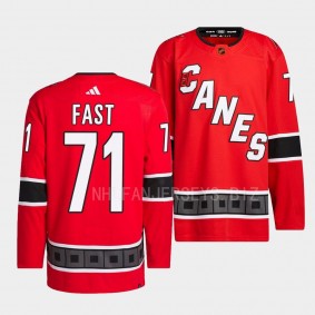 Jesper Fast Carolina Hurricanes 2022 Reverse Retro 2.0 Red #71 Authentic Primegreen Jersey Men's