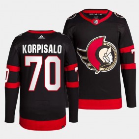 Joonas Korpisalo Ottawa Senators Home Black #70 Primegreen Authentic Pro Jersey Men's