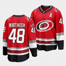 Carolina Hurricanes #48 Jordan Martinook 25th Anniversary Red Premier Jersey