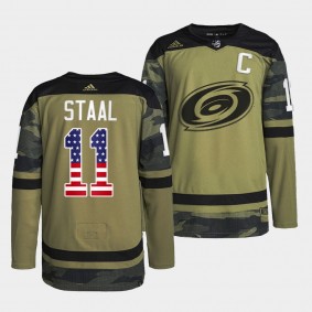 Military Appreciation Jordan Staal Carolina Hurricanes Camo #11 Warmup Jersey 2023