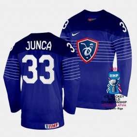 France 2023 IIHF World Championship Julian Junca #33 Blue Jersey Away