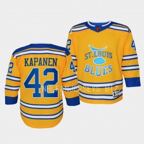 St. Louis Blues #42 Kasperi Kapanen 2022 Special Edition 2.0 Premier Player Retro Yellow Youth Jersey