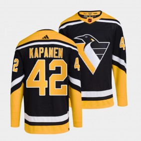 Kasperi Kapanen Pittsburgh Penguins 2022 Reverse Retro 2.0 Black #42 Authentic Primegreen Jersey Men's