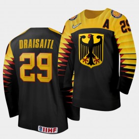 Germany Leon Draisaitl 2020 IIHF World Ice Hockey Black Away Jersey