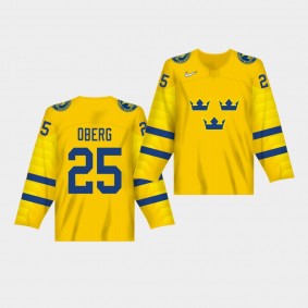 Linus Oberg 2020 IIHF World Junior Championship #25 Yellow Jersey