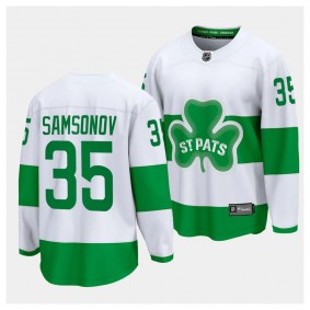 2024 St. Patricks Alternate Ilya Samsonov Toronto Maple Leafs #35 White Premier Jersey