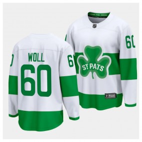 2024 St. Patricks Alternate Joseph Woll Toronto Maple Leafs #60 White Premier Jersey