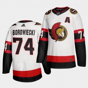 Mark Borowiecki Ottawa Senators Road 2020-21 White Vintage 2-D logo Jersey