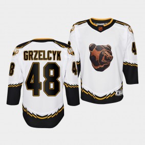 Boston Bruins Matt Grzelcyk 2022 Special Edition 2.0 White #48 Youth Jersey Retro