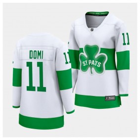 Toronto Maple Leafs Max Domi 2024 St. Patricks Alternate Premier Women White Jersey Breakaway Player