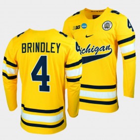 Gavin Brindley Michigan Wolverines 2023 NCAA Hockey Tournament Maize Jersey 4