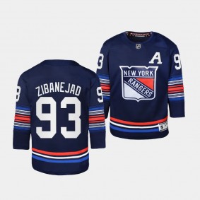 New York Rangers #93 Mika Zibanejad 2023-24 Alternate Premier Third Navy Youth Jersey