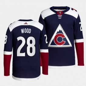 Miles Wood Colorado Avalanche Alternate Navy #28 Authentic Pro Primegreen Jersey Men's