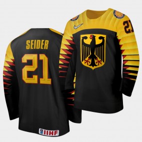 Germany Moritz Seider 2020 IIHF World Junior Ice Hockey Black Away Jersey