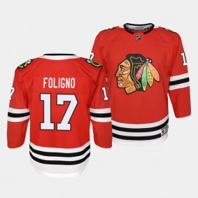 Chicago Blackhawks #17 Nick Foligno Home Premier Player Red Youth Jersey