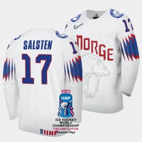 Eirik Salsten 2023 IIHF World Championship Norway #17 White Home Jersey Men