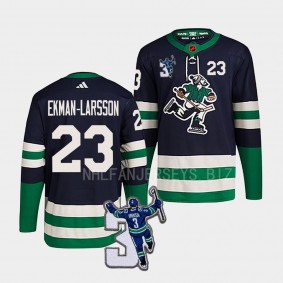 Kevin Bieska patch Vancouver Canucks Oliver Ekman-Larsson #23 Navy Reverse Retro 2.0 Jersey