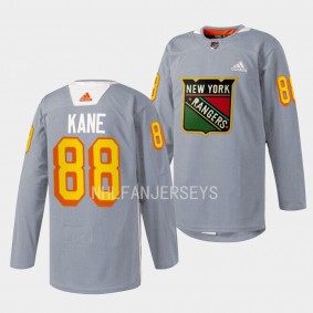 Black History Month Patrick Kane New York Rangers Gray #88 Warmup Jersey 2023